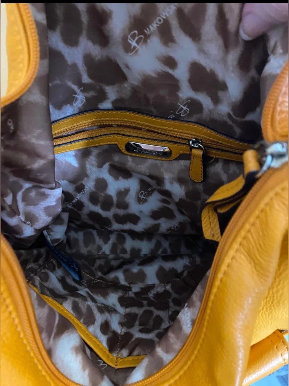 B. Makowsky Genuine Leather Ashton Orange Citrus Hobo Bag